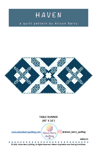 Haven Quilted Table Runner Pattern - PDF Download